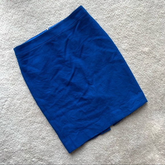 J. Crew Royal Blue Felt Pencil Skirt - Picture 1 of 11